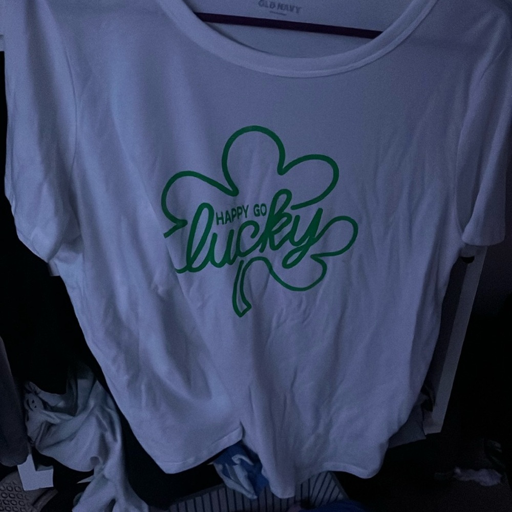 Old navy “happy go lucky” shirt, size L
